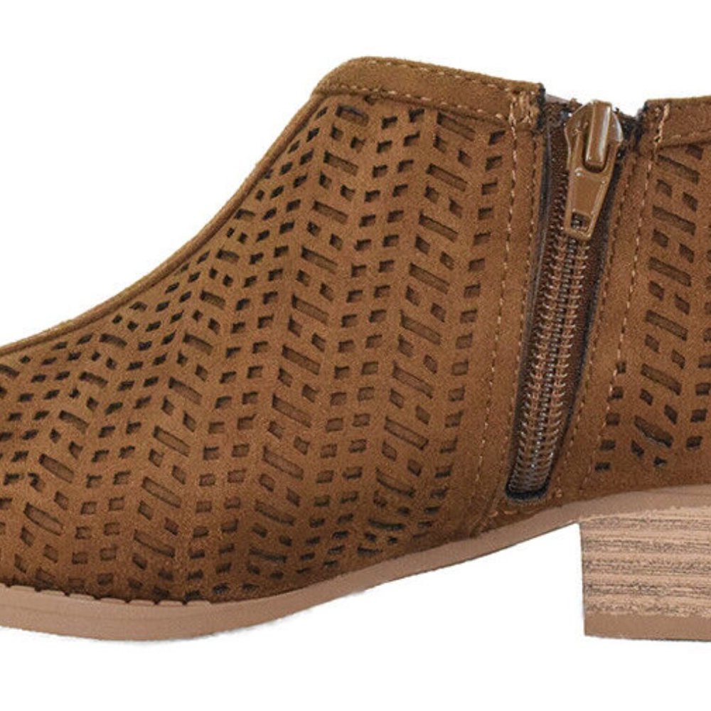 Classified Women Small Short Heel Ankle Boots Booties Cutout Tan Brown DECADE 6 - Picture 2 of 4
